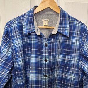 LL Bean Women’s Fleece Lined Jacket, Shacket, Blue, Size Large, Cotton